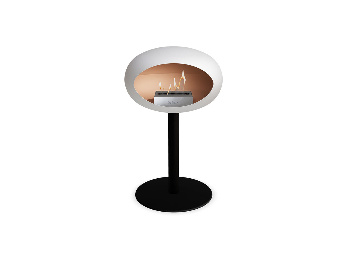 Steel Low Fireplace by Le Feu - White Dome/ Black Pole 60 mm / Black Plate