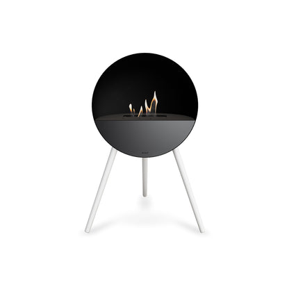 Le Feu Eye Fireplace with Black Body, Black Top, Black Front and White Oak Base