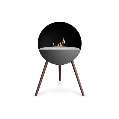 Le Feu Eye Fireplace with Black Body, White Top, Black Front and Smoked Oak Base