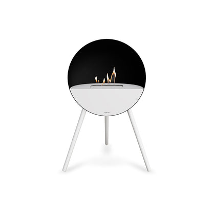Le Feu Eye Fireplace with Black Body, White Top, White Front and White Oak Base