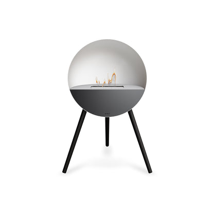 Le Feu Eye Fireplace with White Body, White Top, Black Front and Black Oak Base