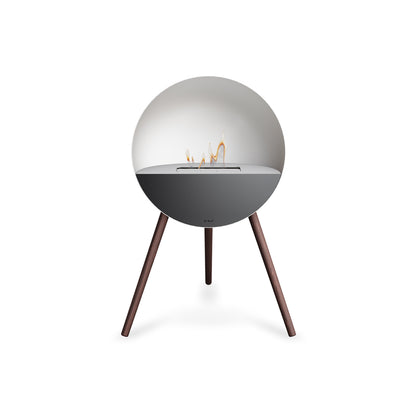 Le Feu Eye Fireplace with White Body, White Top, Black Front and Smoked Oak Base