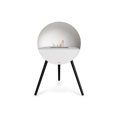 Le Feu Eye Fireplace with White Body, White Top, White Front and Black Oak Base