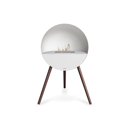 Le Feu Eye Fireplace with White Body, White Top, White Front and Smoked Oak Base