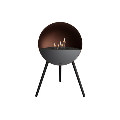 Le Feu Eye Fireplace with Mocca Body, Black Top, Black Front and Black Oak Base