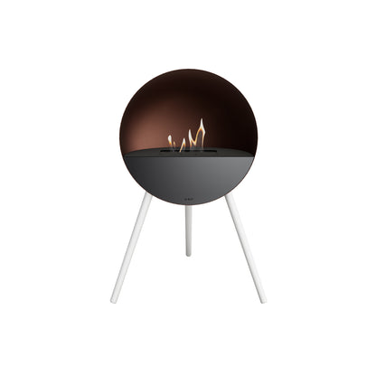 Le Feu Eye Fireplace with Mocca Body, Black Top, Black Front and White Oak Base