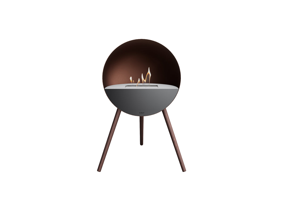 Le Feu Eye Fireplace with Mocca Body, White Top, Black Front and Smoked Oak Base