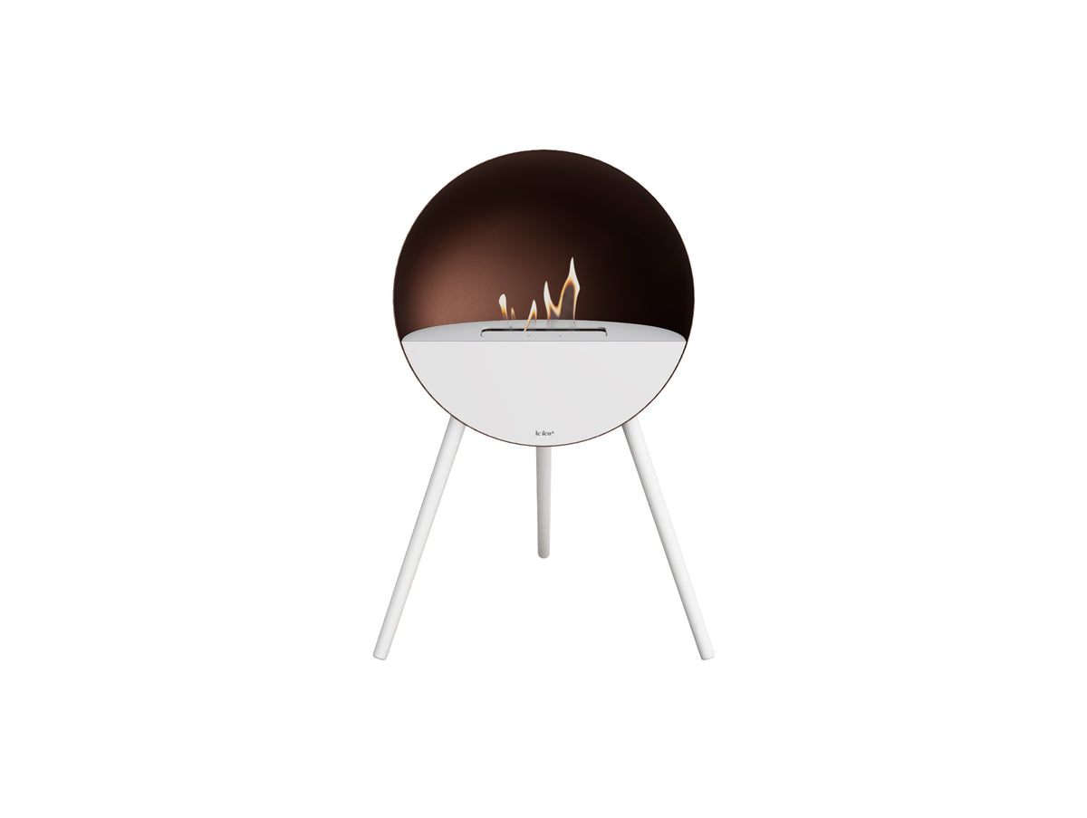 Le Feu Eye Fireplace with Mocca Body, White Top, White Front and White Oak Base