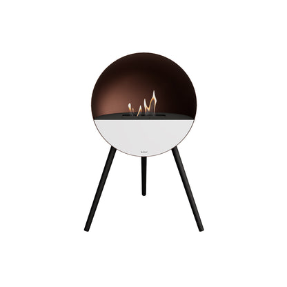 Le Feu Eye Fireplace with Mocca Body, Black Top, White Front and Black Oak Base