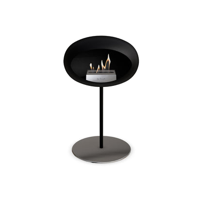 Steel Low Fireplace by Le Feu - Black Dome/ Black Pole 25 mm / Polished Steel Plate