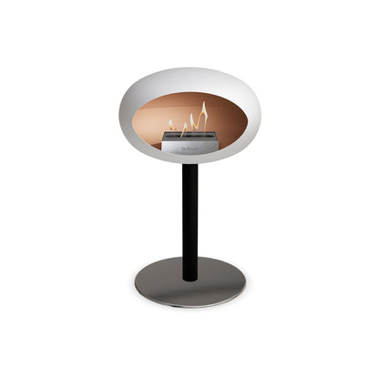Steel Low Fireplace by Le Feu - White Dome/ Black Pole 60 mm / Polished Steel Plate