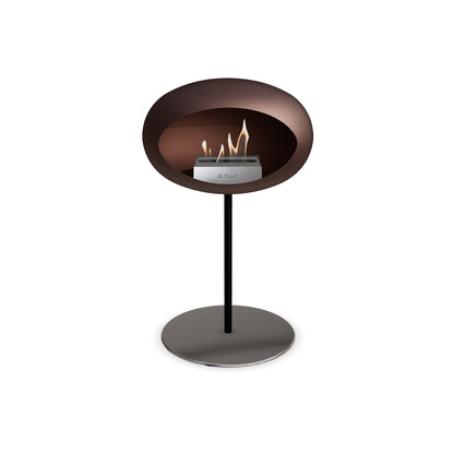Steel Low Fireplace by Le Feu - Mocca Dome/ Black Pole 25 mm / Polished Steel Plate