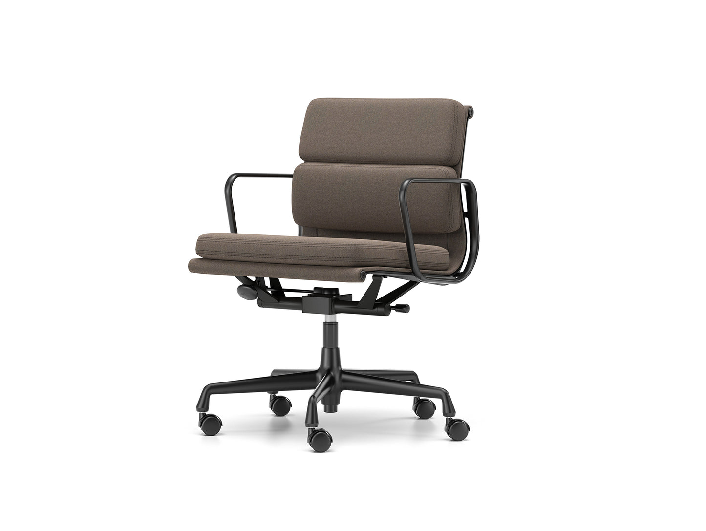 Soft Pad Work Chair EA 217 by Vitra - Deep Black Powder-Coated Aluminium / Cosy 2 Nutmeg (F80)