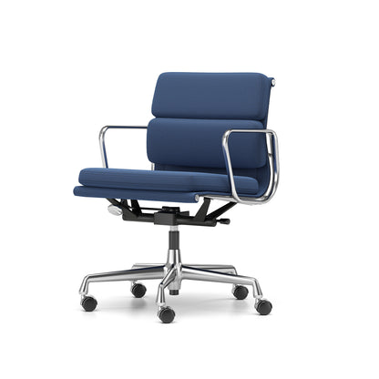 Soft Pad Work Chair EA 217 by Vitra - Chromed Aluminium / Laser RE Blue Moor Brown