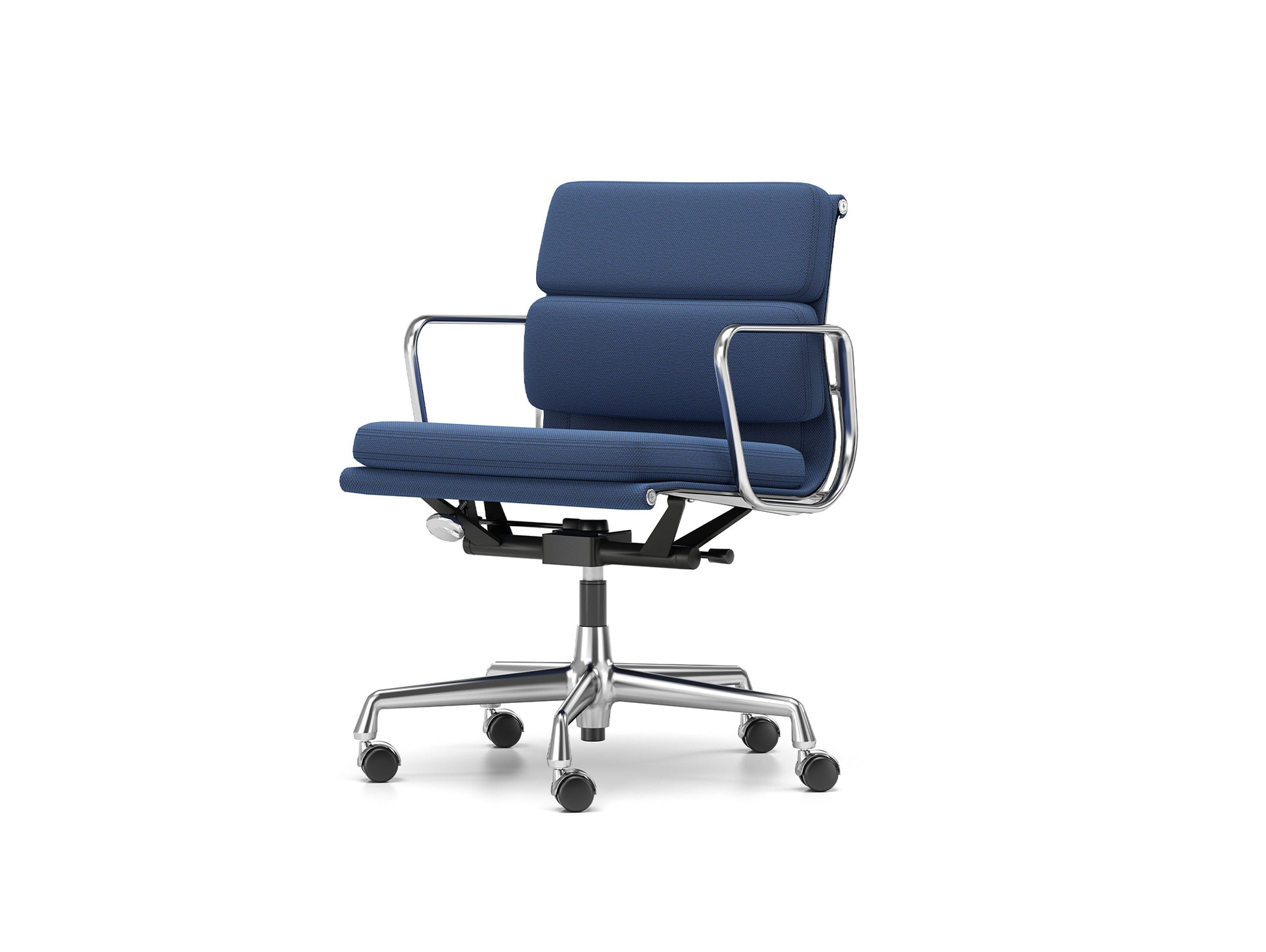 Soft Pad Work Chair EA 217 by Vitra - Chromed Aluminium / Laser RE Blue Moor Brown