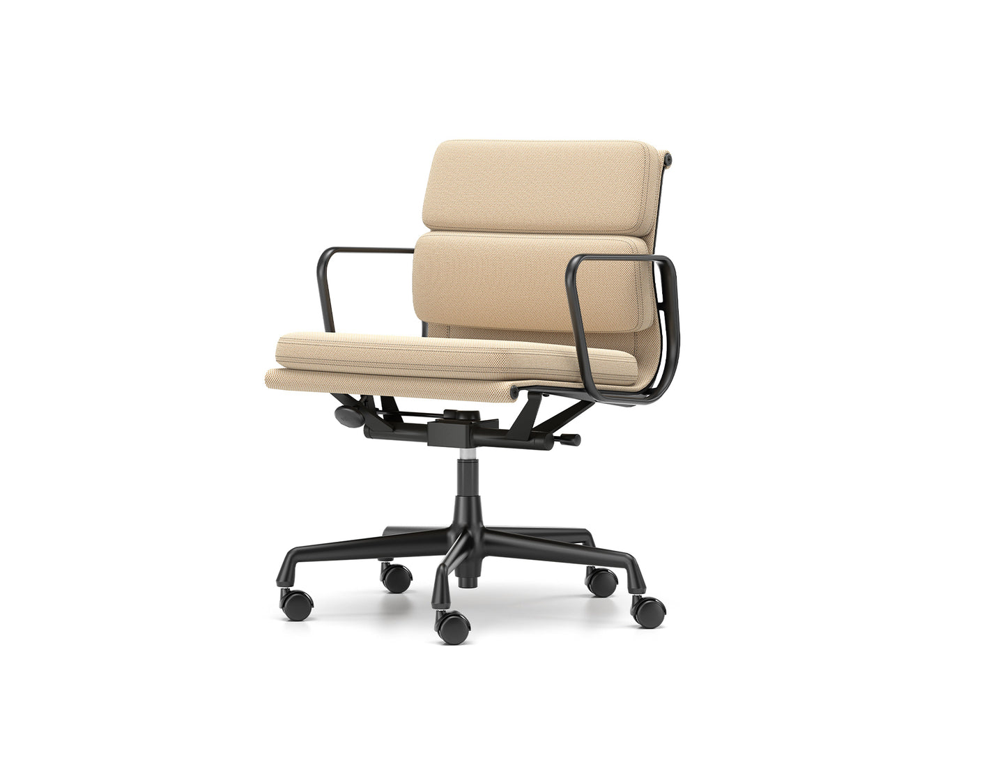 Soft Pad Work Chair EA 217 by Vitra - Black Aluminium / Laser RE Papyrus Cream
