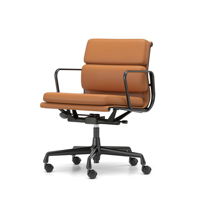 Soft Pad Work Chair EA 217 by Vitra - Black Aluminium / Cognac Premium F Leather
