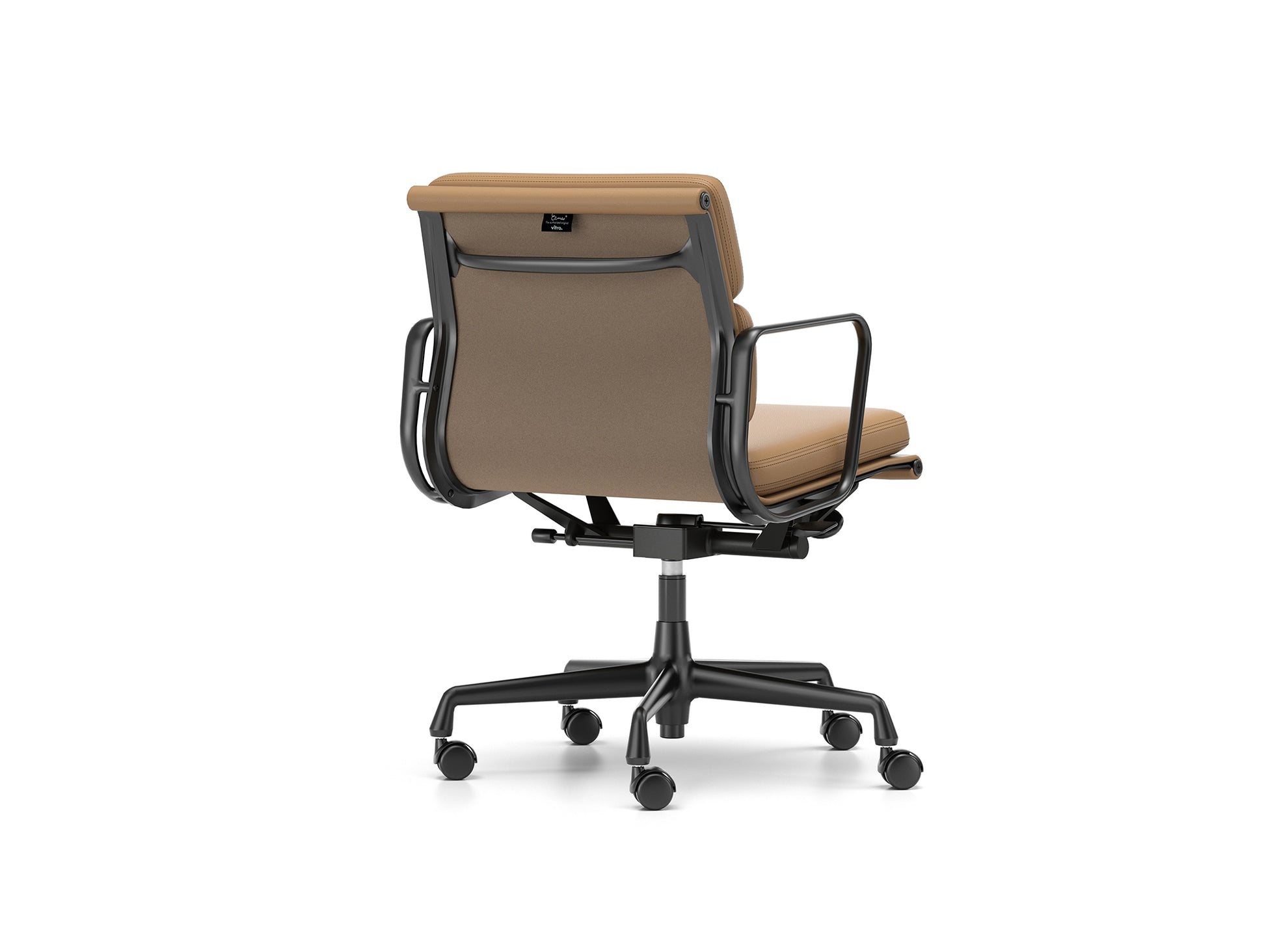 Soft Pad Work Chair EA 217 by Vitra - Black Aluminium / Camel Premium F Leather