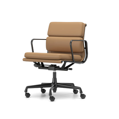 Soft Pad Work Chair EA 217 by Vitra - Black Aluminium / Camel Premium F Leather