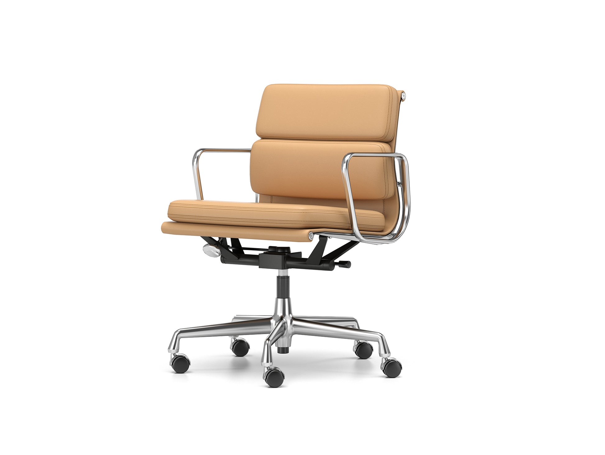 Soft Pad Work Chair EA 217 by Vitra - Chromed Aluminium / Ochre Premium F Leather