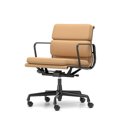 Soft Pad Work Chair EA 217 by Vitra - Black Aluminium / Ochre Premium F Leather