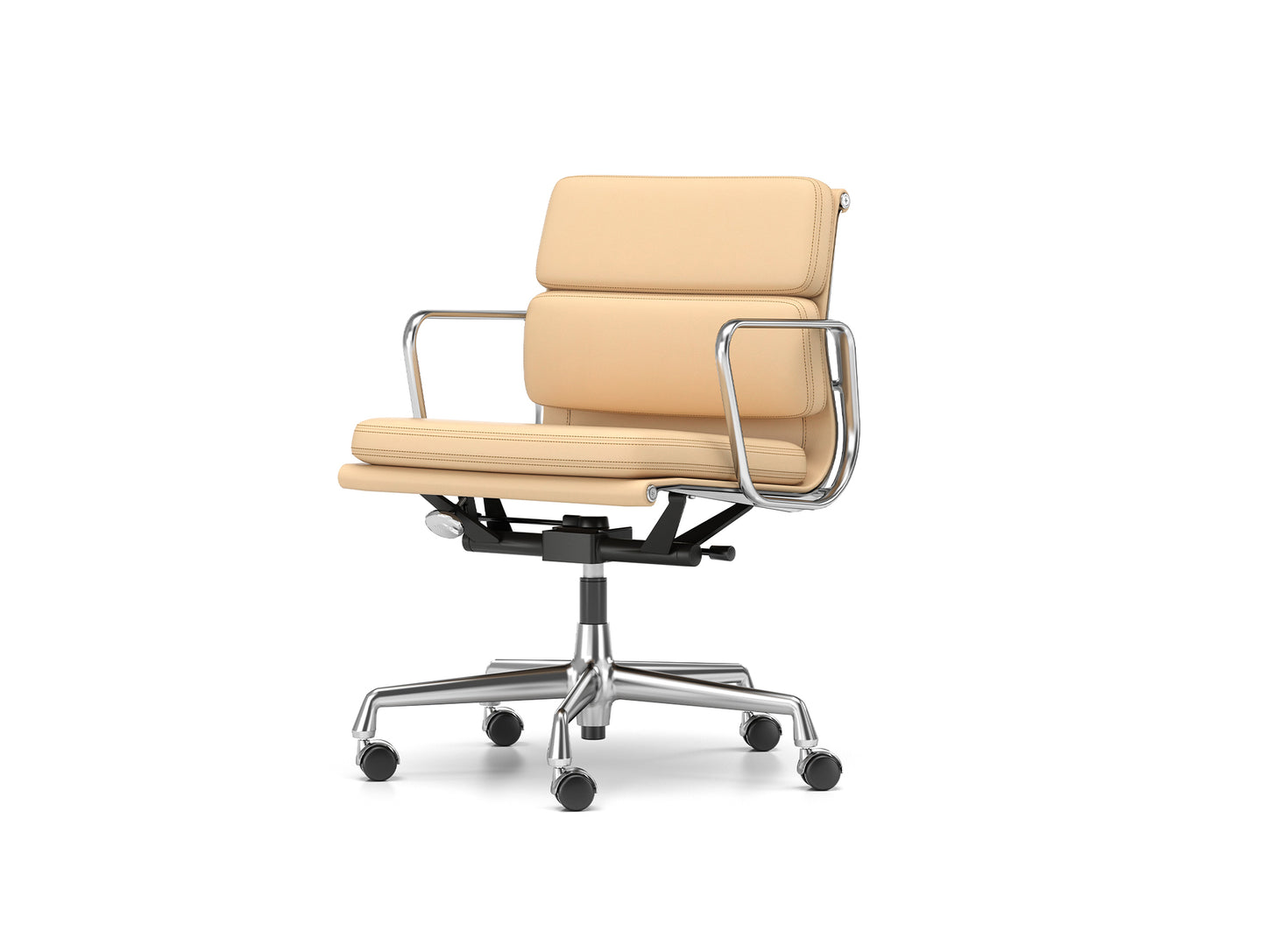 Soft Pad Work Chair EA 217 by Vitra - Chromed Aluminium / Cashew Premium F Leather