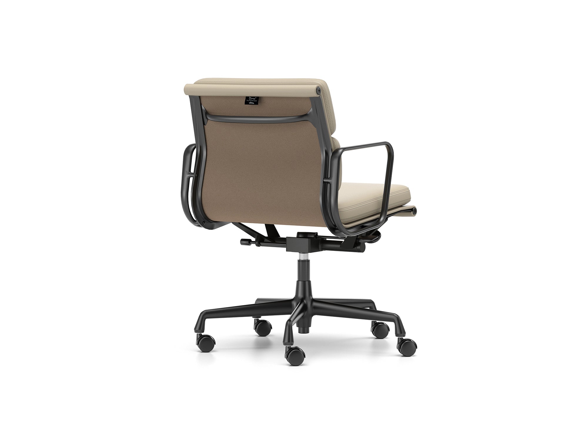 Soft Pad Work Chair EA 217 by Vitra - Black Aluminium / Sand Premium F Leather