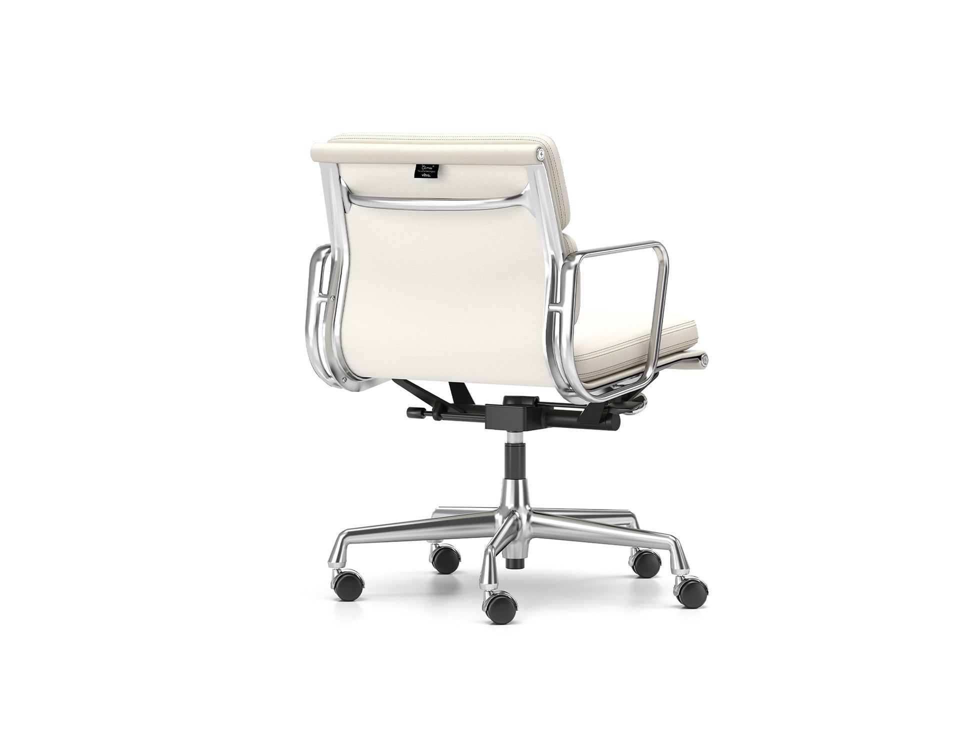 Soft Pad Work Chair EA 217 by Vitra - Chromed Aluminium / Snow Premium F Leather