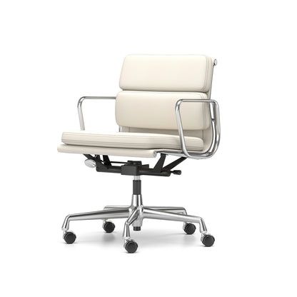 Soft Pad Work Chair EA 217 by Vitra - Chromed Aluminium / Snow Premium F Leather