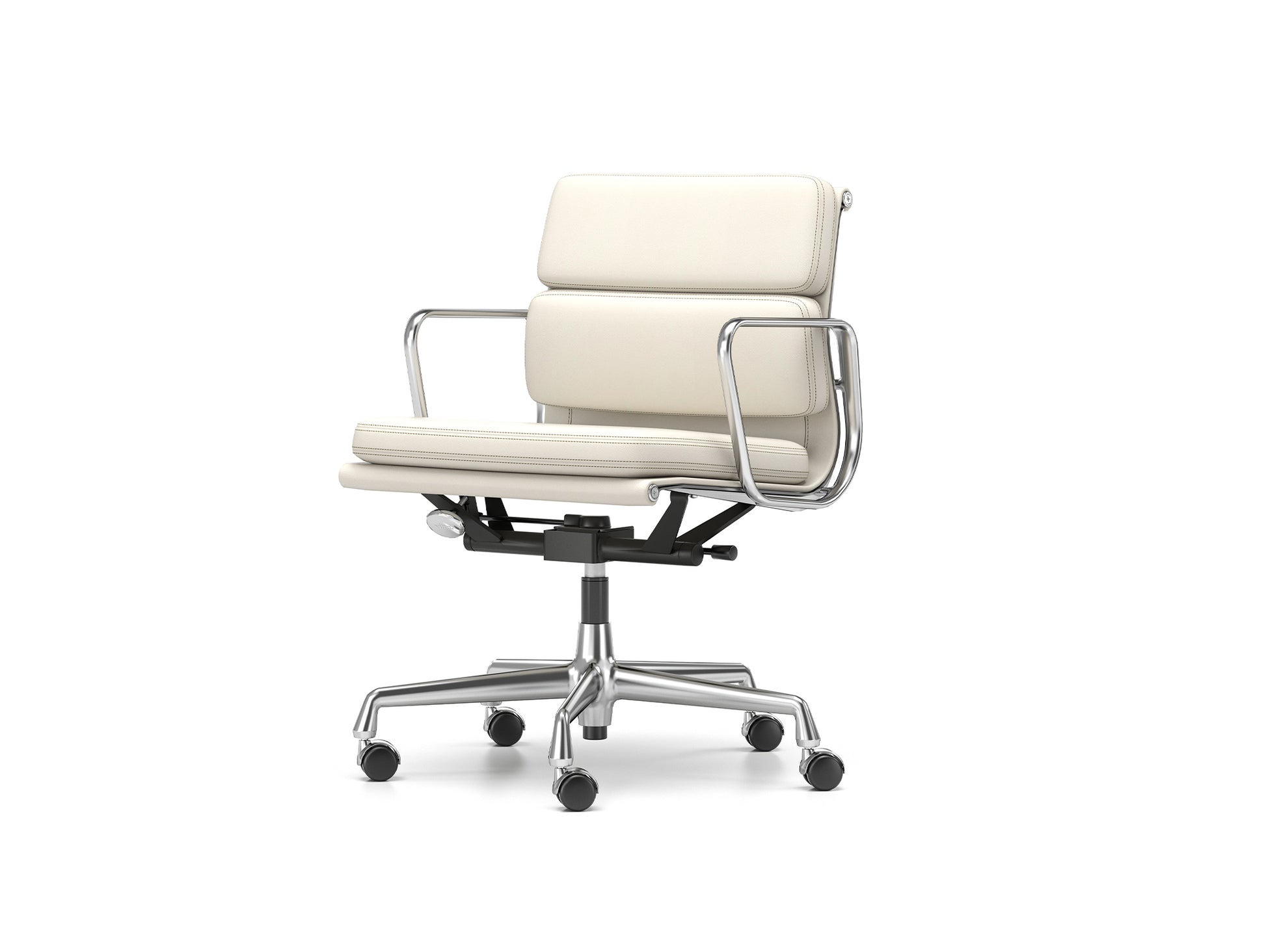 Soft Pad Work Chair EA 217 by Vitra - Chromed Aluminium / Snow Premium F Leather