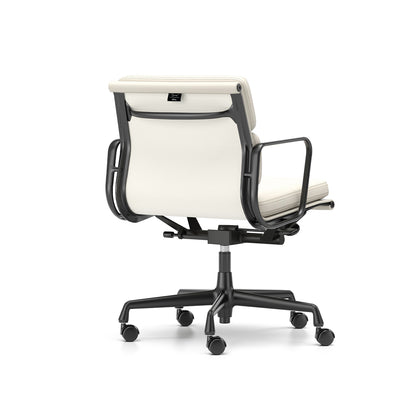Soft Pad Work Chair EA 217 by Vitra - Black Aluminium / Snow Premium F Leather