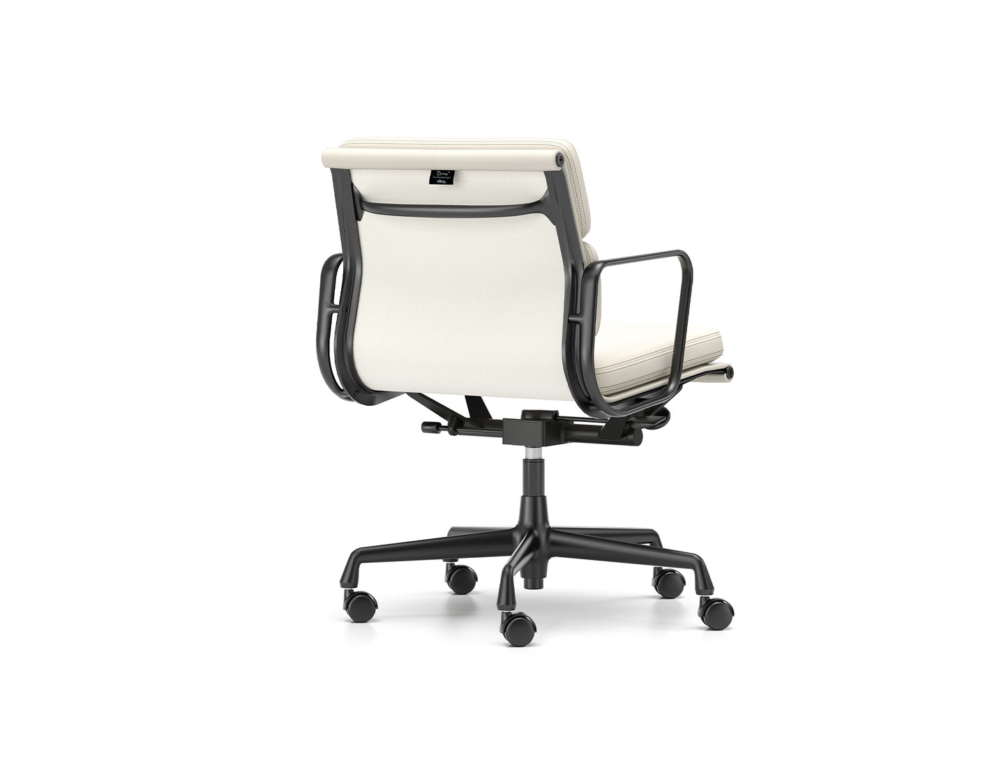 Soft Pad Work Chair EA 217 by Vitra - Black Aluminium / Snow Premium F Leather