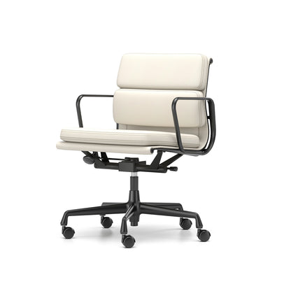 Soft Pad Work Chair EA 217 by Vitra - Black Aluminium / Snow Premium F Leather
