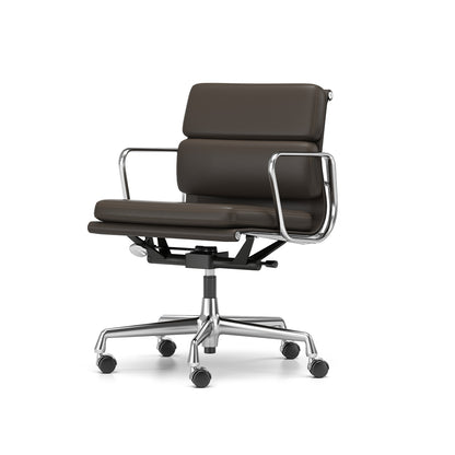 Soft Pad Work Chair EA 217 by Vitra - Chromed Aluminium / Chocolate Premium F Leather