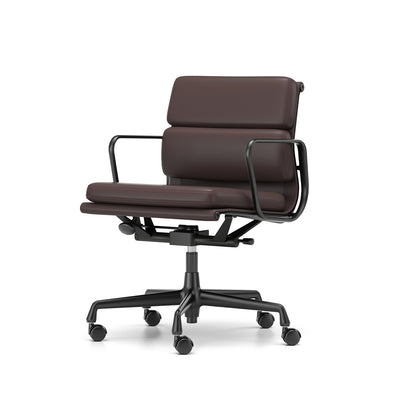 Soft Pad Work Chair EA 217 by Vitra - Black Aluminium / Plum Premium F Leather