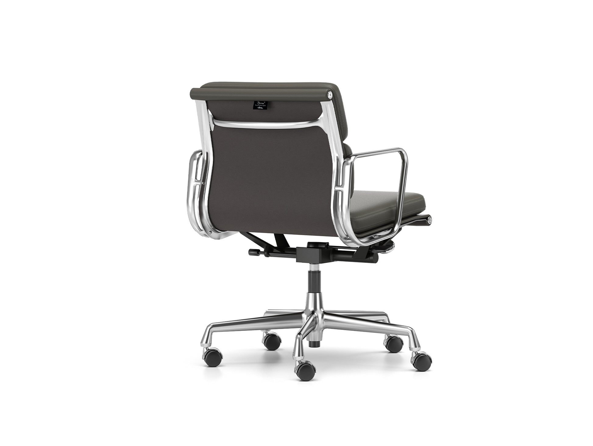 Soft Pad Work Chair EA 217 by Vitra - Chromed Aluminium / Umbra Grey Premium F Leather