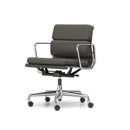 Soft Pad Work Chair EA 217 by Vitra - Chromed Aluminium / Umbra Grey Premium F Leather