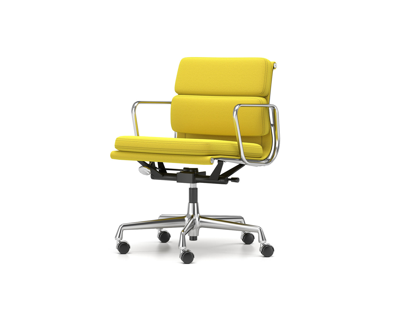 Soft Pad Work Chair EA 217 by Vitra - Chromed Aluminium / Track Pastel Green Canola