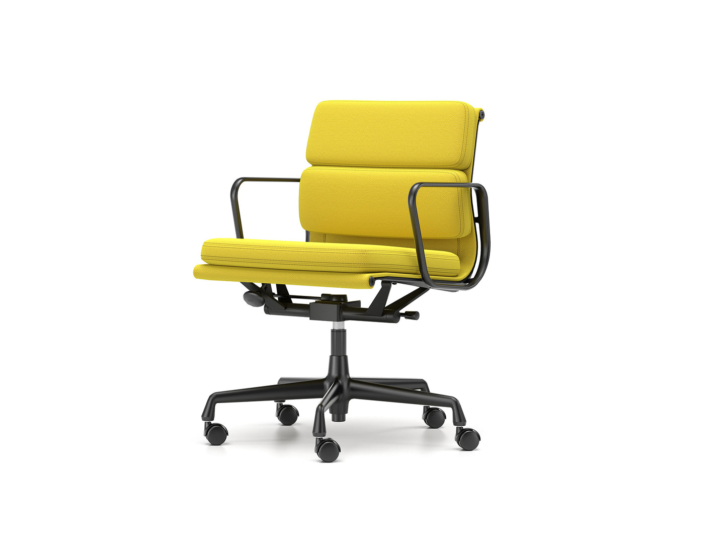 Soft Pad Work Chair EA 217 by Vitra - Black Aluminium / Track Pastel Green Canola