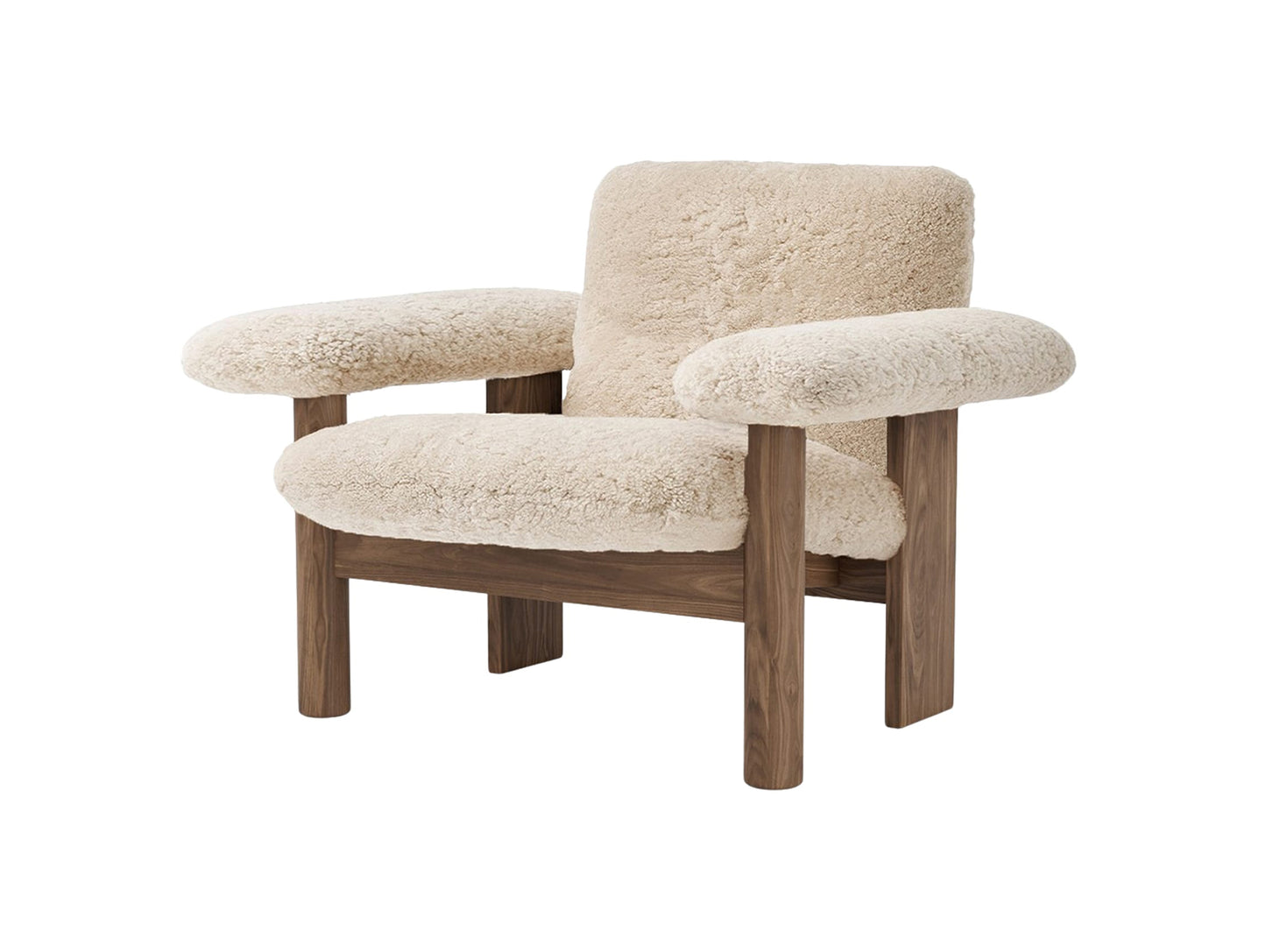 Brasilia Low Back Lounge Chair by Audo Copenhagen - Walnut / Sheepskin Nature