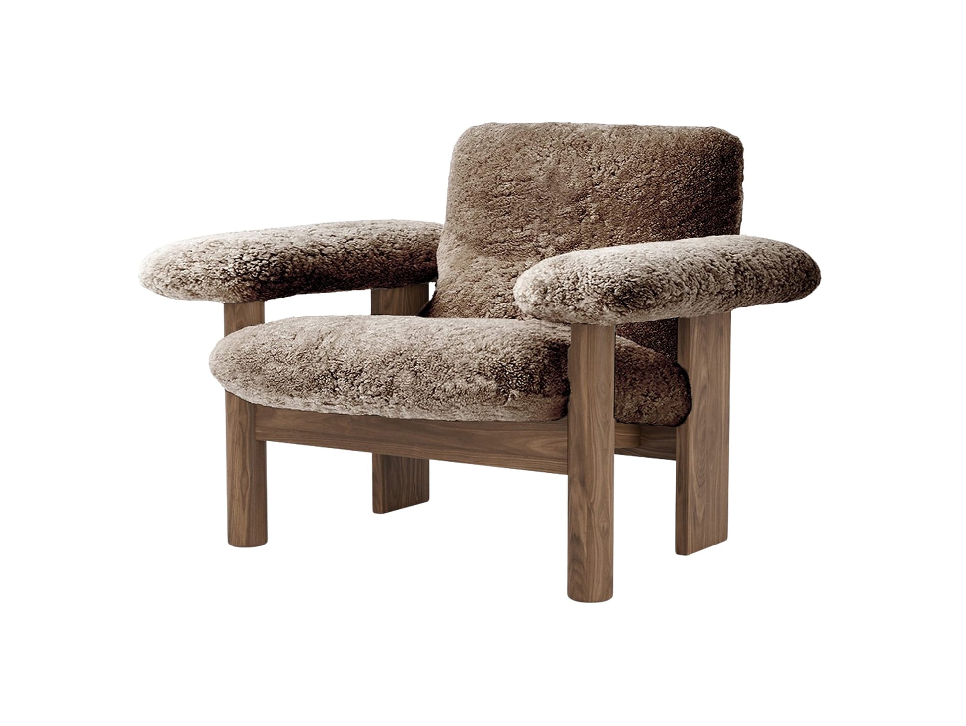 Brasilia Low Back Lounge Chair by Audo Copenhagen - Walnut / Sheepskin Sahara