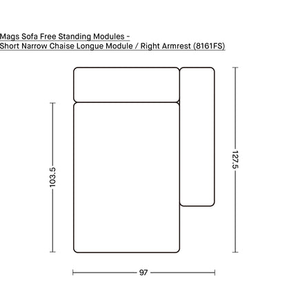 Mags Sofa - Free Standing Modules by HAY - Short Narrow Chaise Longue Module / Right Armrest (8161FS)
