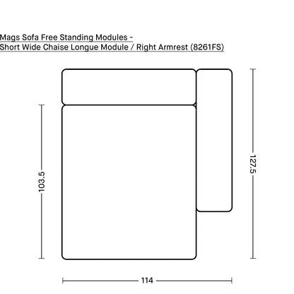 Mags Sofa - Free Standing Modules by HAY - Short Wide Chaise Longue Module / Right Armrest (8261FS)