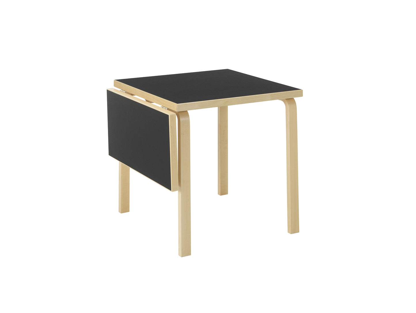 Aalto Table Foldable by Artek - Top: Black Linoleum / Drop Leaf: Black Linoleum