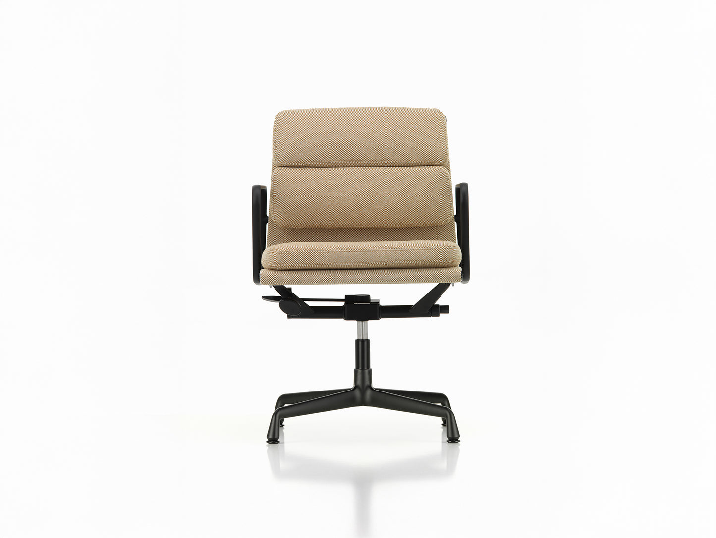 Soft Pad Office Chair EA 231 by Vitra - Deep Black Powder-Coated Aluminium / Laser RE Papyrus / Cream (F40)