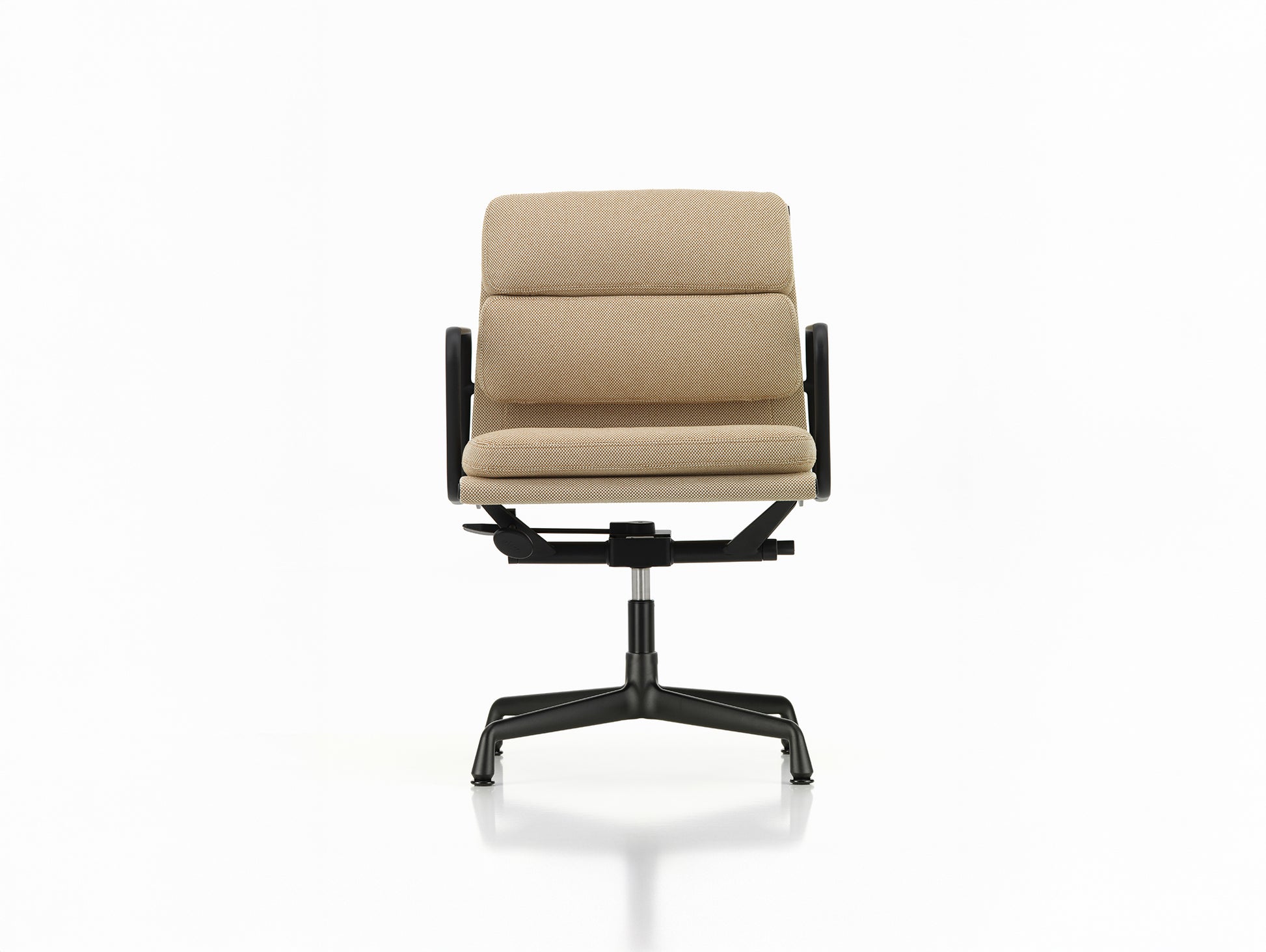 Soft Pad Office Chair EA 231 by Vitra - Deep Black Powder-Coated Aluminium / Laser RE Papyrus / Cream (F40)