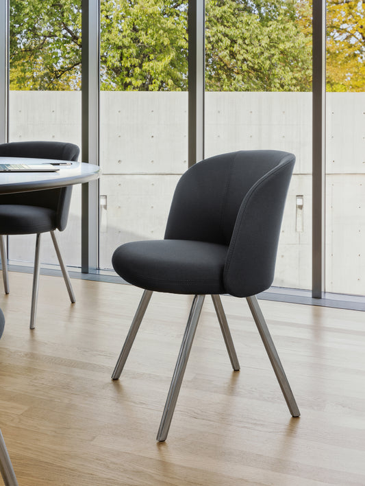 Mikado Side Chair by Vitra - Polished Aluminium / Plano 69 Dark Grey (F30)