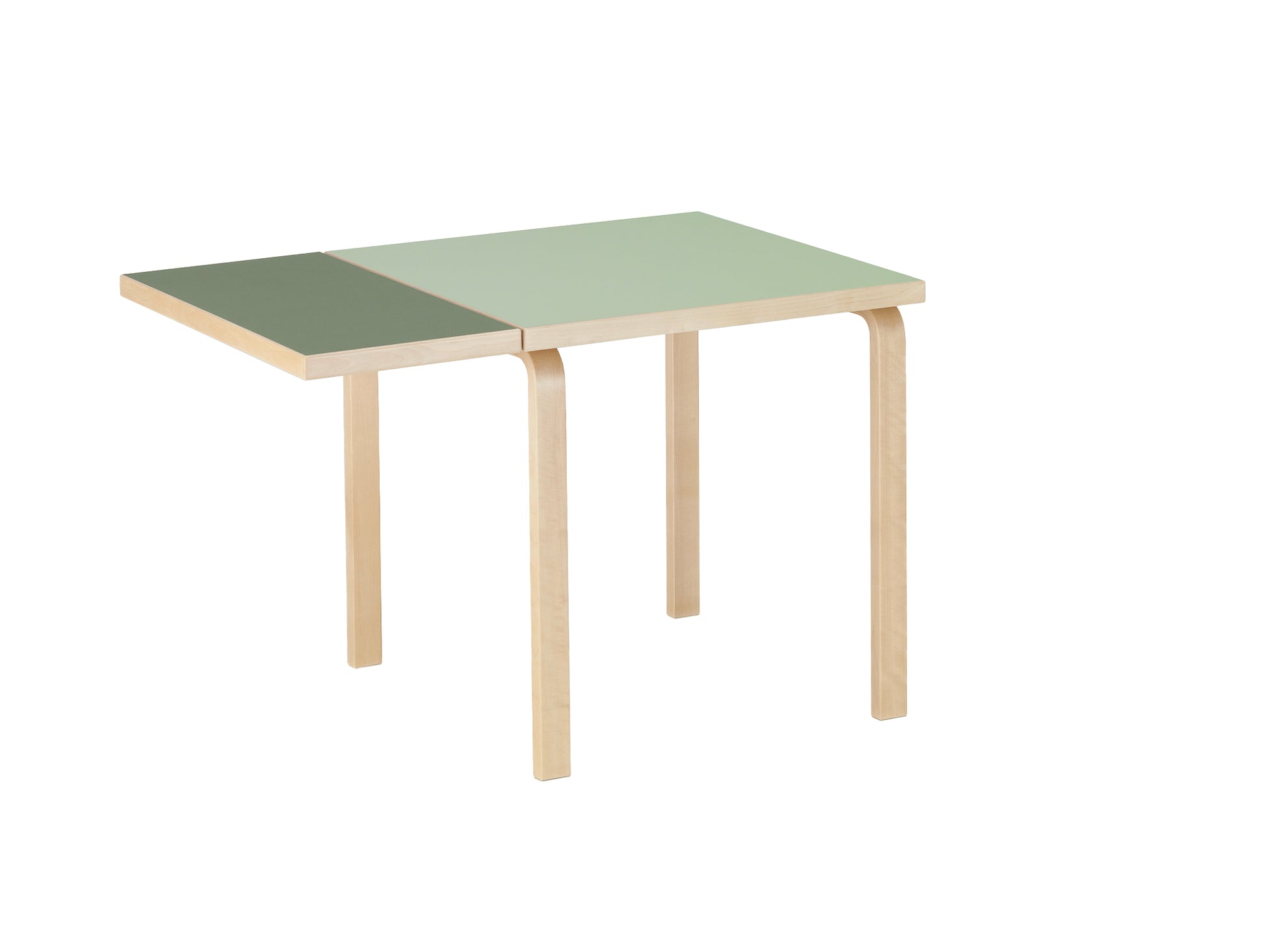 Aalto Table Foldable by Artek - Top: Pistachio Linoleum / Drop Leaf: Olive Linoleum