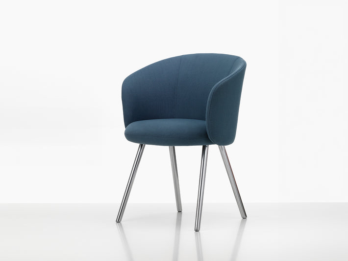 Mikado Mikado Armchair by Vitra - Polished Aluminium / Volo 10 Indigo (F60)