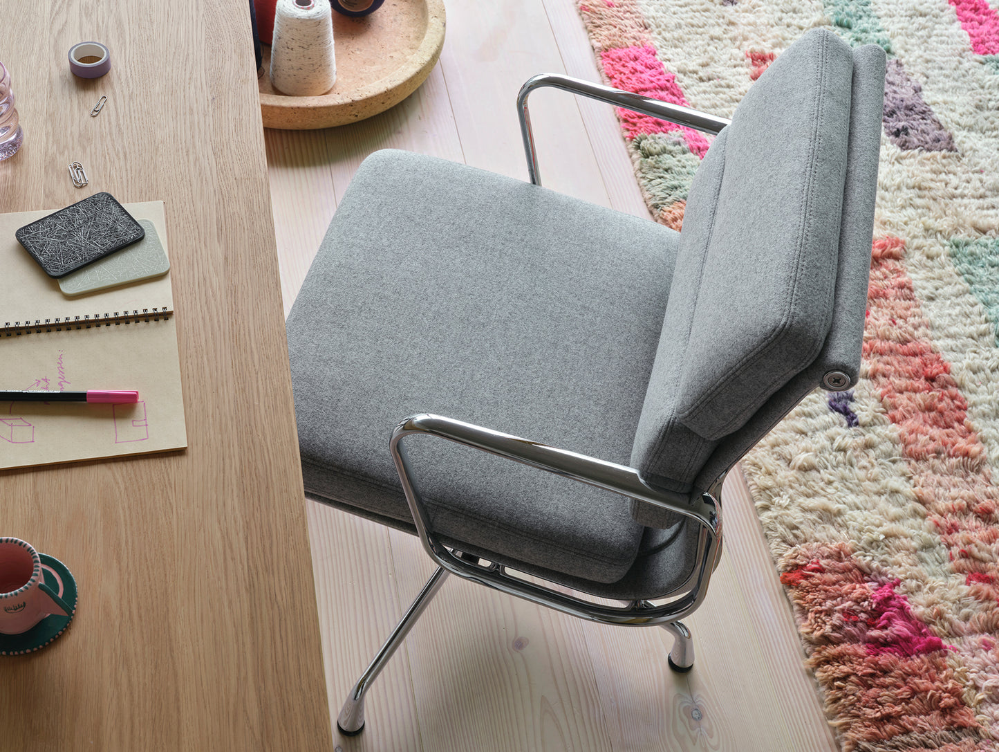 Soft Pad Office Chair EA 231 by Vitra - Cosy 2 Pebble Grey (F80)